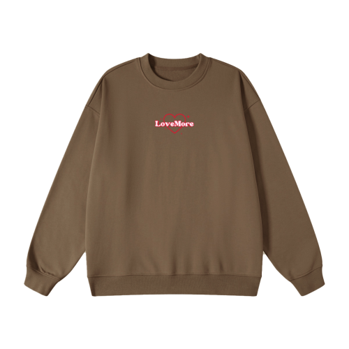 LOVE MORE HEART HEAVYWEIGHT CREWNECK - Brown