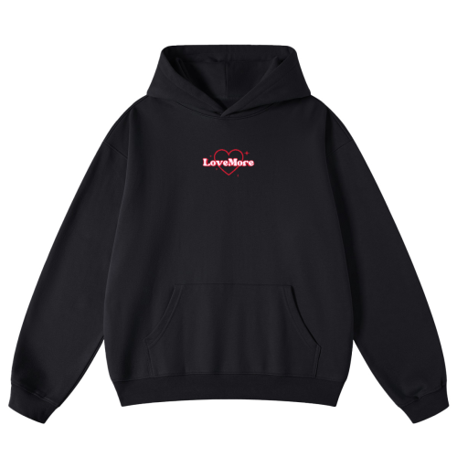 LOVE MORE HEART HEAVYWEIGHT HOODIE - Black