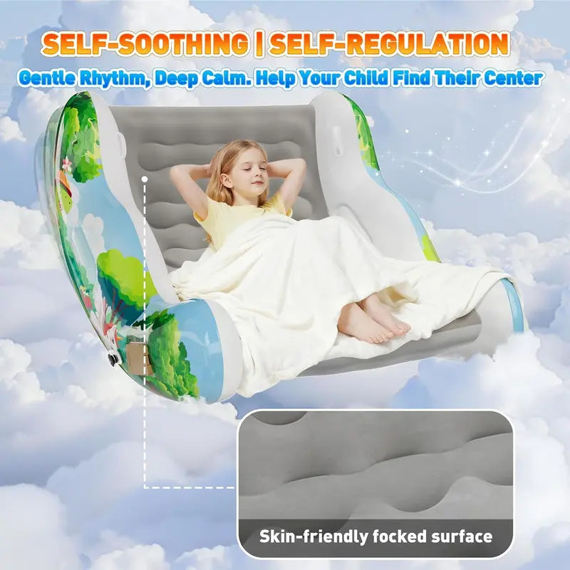 Rocking motion and flocked seating surface